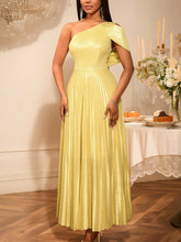 Elegant One Shoulder Cinched Waist Pleated Party Dress